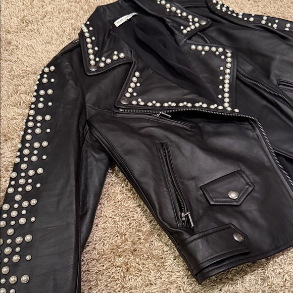 Studded Black Leather Jacket - Picture 3 of 5